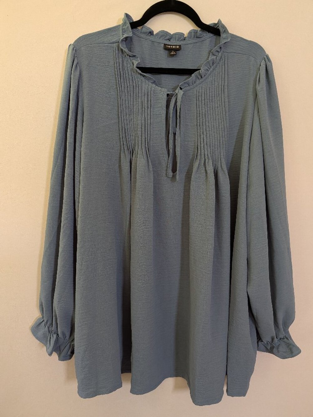 Torrid Dusty Blue Peasant Blouse 1X